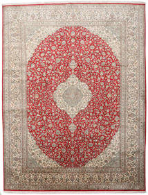 Kashmir Pure Silk Rug 279X363 Authentic Oriental Handknotted Light Brown/Light Grey Large (Silk, India)