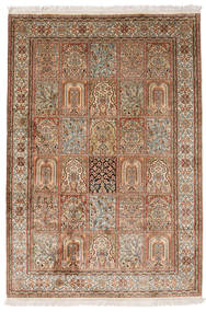 Kashmir Pura Seda Tapete 126X184 Oriental Feito A Mão Castanho/Castanho Claro (Seda, Índia)