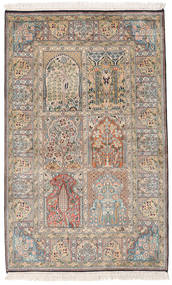Kashmir Pura Seda Tapete 95X153 Oriental Feito A Mão Castanho Claro/Cinza Escuro (Seda, Índia)