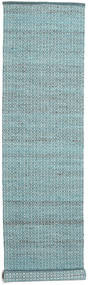 Alva - Turquesa/Branco Tapete 80X350 Moderno Tecidos À Mão Tapete Passadeira Bege/Azul Claro (Lã, Índia)