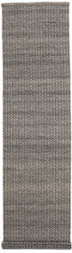 Alva - Marron/Noir Tapis 80X350 Moderne Tissé À La Main Tapis Couloir Gris Foncé/Gris Clair (Laine, Inde)