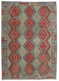 Kilim Afegão Old Style Tapete 214X296 Oriental Tecidos À Mão Cinza Escuro/Castanho Claro (Lã, Afeganistão)