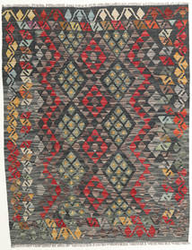 Kilim Afegão Old Style Tapete 126X164 Oriental Tecidos À Mão Cinza Escuro/Castanho Claro (Lã, Afeganistão)