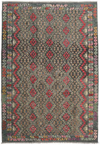 Kilim Afegão Old Style Tapete 204X293 Oriental Tecidos À Mão Cinza Escuro/Castanho Claro (Lã, Afeganistão)
