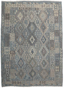 Kilim Afegão Old Style Tapete 211X292 Oriental Tecidos À Mão Cinza Escuro/Cinzento Claro (Lã, Afeganistão)