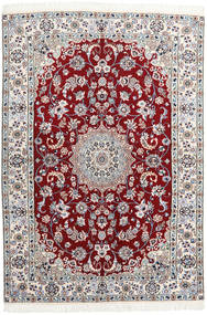 Nain 9La Tapete 140X205 Oriental Feito A Mão Vermelho Escuro/Lilás (Lã/Seda, Pérsia/Irão)