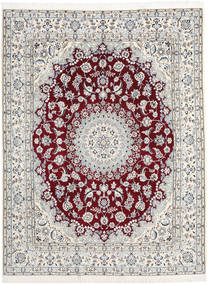 Наин 9La Ковер 197X256 Ковры Ручной Работы Светло-Серый/Бежевый (Шерсть/Шелк, Персия/Иран)