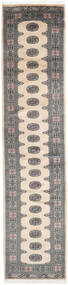 Paquistão Bucara 2Ply Tapete 80X351 Oriental Feito A Mão Tapete Passadeira Cinza Escuro/Bege/Cinzento Claro (Lã, Paquistão)