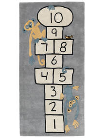 Hopscotch - Cinzento Tapete 100X210 Moderno Cinza Escuro/Bege (Lã, Índia)