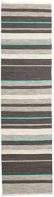 Kilim Modern Rug 80X310 Authentic
 Modern Handwoven Hallway Runner
 Dark Grey/Light Grey (Wool, India)