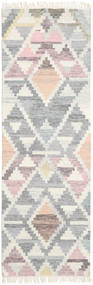 Mandali Teppe 80X250 Ekte Moderne Håndvevd Teppeløpere Lys Grå/Beige (Ull, India)