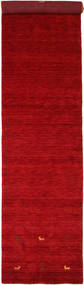 Gabbeh Loom Two Lines - Vermelho Tapete 80X350 Moderno Tapete Passadeira Vermelho/Vermelho Escuro (Lã, Índia)