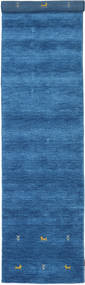 Gabbeh Loom Two Lines - Blue Rug 80X350 Modern Hallway Runner
 Blue/Dark Blue (Wool, India)