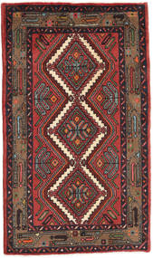 Hamadan Rug 74X126 Authentic
 Oriental Handknotted Dark Red/Black (Wool, Persia/Iran)