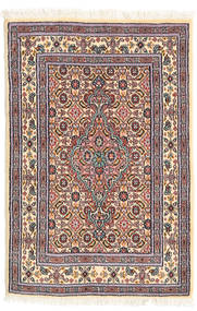 Moud Tapete 60X89 Oriental Feito A Mão Bege/Azul Escuro (Lã/Seda, Pérsia/Irão)
