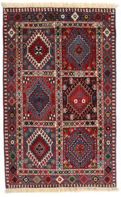 Yalameh Tapete 80X127 Oriental Feito A Mão Vermelho Escuro/Porpora Escuro (Lã, Pérsia/Irão)