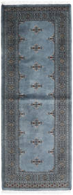 Paquistão Bucara 3Ply Tapete 80X212 Oriental Feito A Mão Tapete Passadeira Cinza Escuro/Azul/Azul Escuro (Lã, Paquistão)
