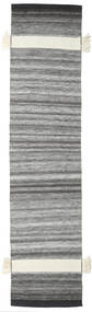 Fenix - Preto Tapete 80X350 Moderno Tecidos À Mão Tapete Passadeira Cinza Escuro/Cinzento Claro (Lã, Índia)