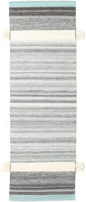 Fenix - Turquesa Tapete 80X250 Moderno Tecidos À Mão Tapete Passadeira Cinzento Claro/Bege (Lã, Índia)