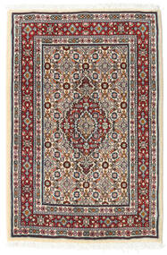 Moud Matta 61X90 Äkta Orientalisk Handknuten Beige/Mörkbrun (Ull/Silke, Persien/Iran)