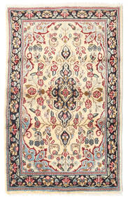 Kerman Vloerkleed 88X140 Echt Oosters Handgeknoopt Lichtbruin/Beige (Wol, Perzië/Iran)