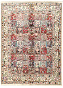 Moud Matta 145X200 Äkta Orientalisk Handknuten Ljusgrå/Ljusbrun (Ull/Silke, Persien/Iran)