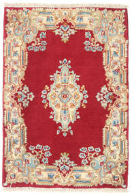 Kerman Vloerkleed 60X88 Echt Oosters Handgeknoopt Rood/Beige (Wol, Perzië/Iran)