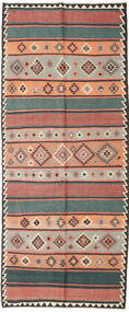 Kelim Fars Vloerkleed 155X380 Echt Oosters Handgeweven Tapijtloper Donkerrood/Donkergrijs (Wol, Perzië/Iran)