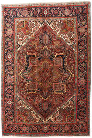 Heriz Tapis 195X290 D'orient Fait Main Marron Foncé/Rouge Foncé (Laine, Perse/Iran)