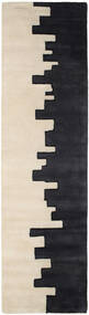 Little Town Handtufted Tapete 80X350 Moderno Tapete Passadeira Preto/Bege (Lã, Índia)