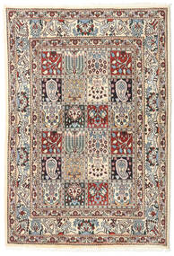 Moud Matta 100X146 Äkta Orientalisk Handknuten Beige/Ljusgrå (Ull/Silke, Persien/Iran)