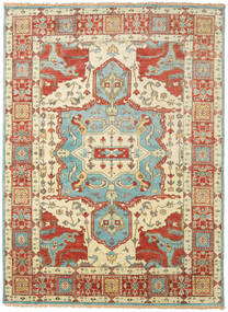 Kazak Indo Covor 267X364 Orientale Lucrat Manual Bej/Roșu-Închis Mare (Lână, India)