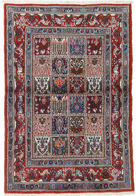 Moud Matta 98X143 Äkta Orientalisk Handknuten Mörkbrun/Mörkröd (Ull/Silke, Persien/Iran)